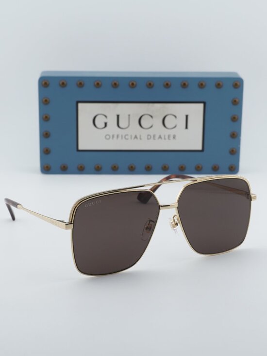 Gucci GG1099SA 003 Aviator Sunglasses - Gold\\Brown main image 9